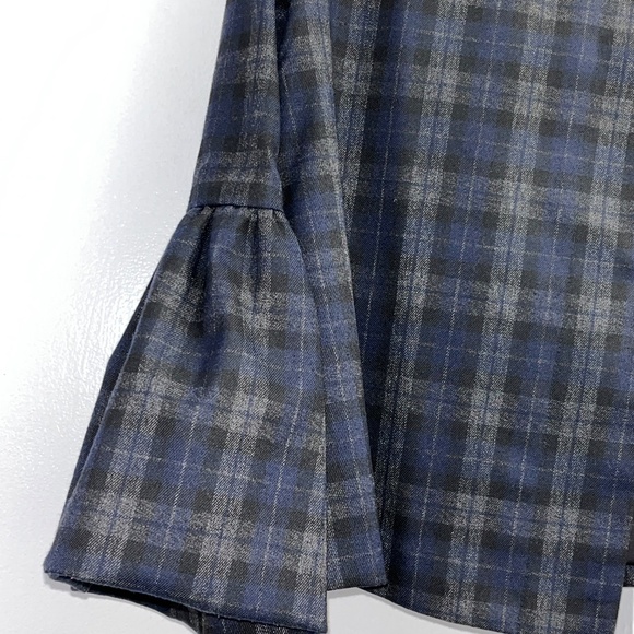 Zara "Black Watch'" (M) jacket with ruffle sleeves and rhinestone button - Picture 3 of 16